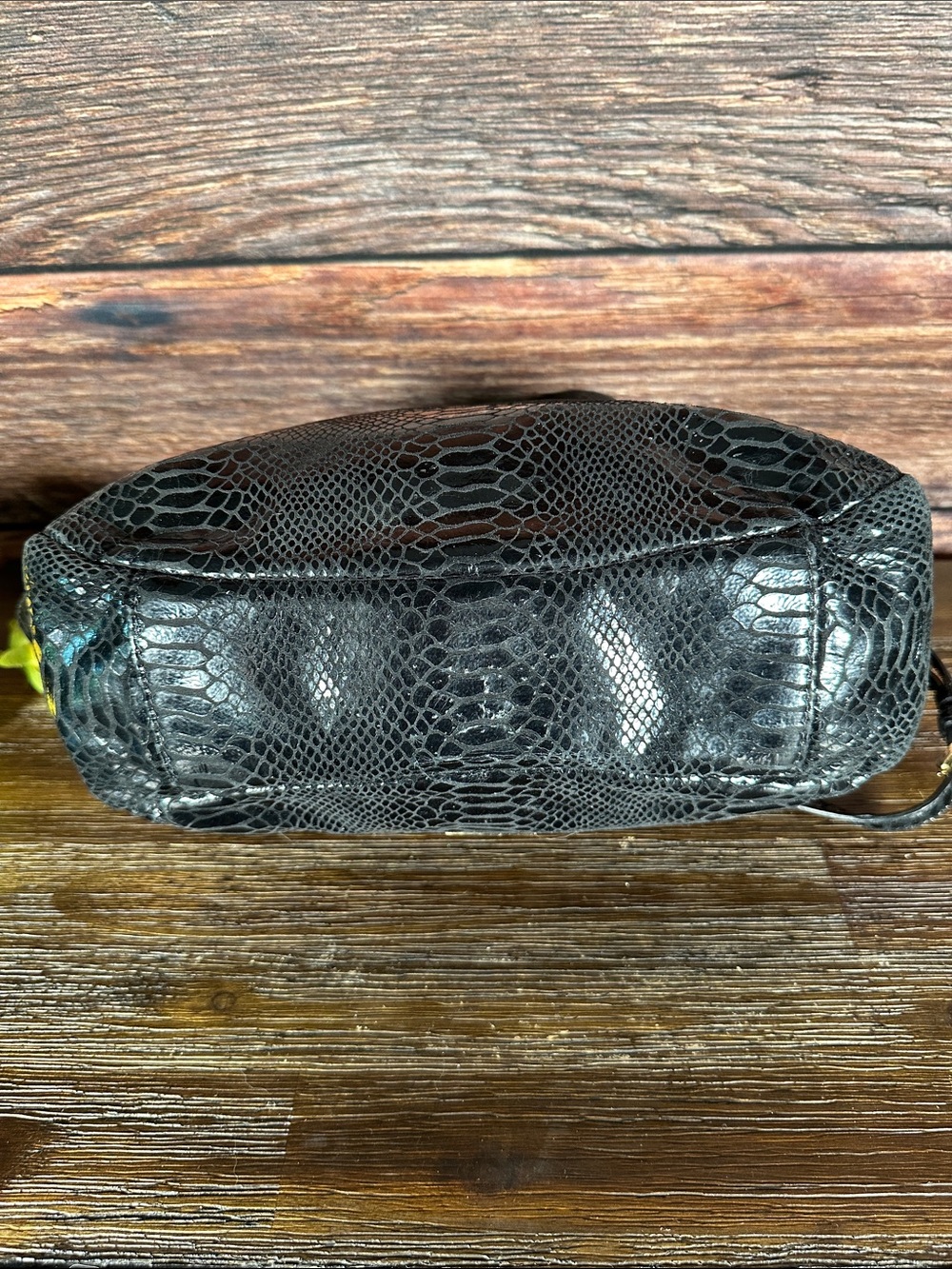 Michael Kors Black Snakeskin-Embossed Crossbody Bag with Gold Hardware - Picture 6 of 7